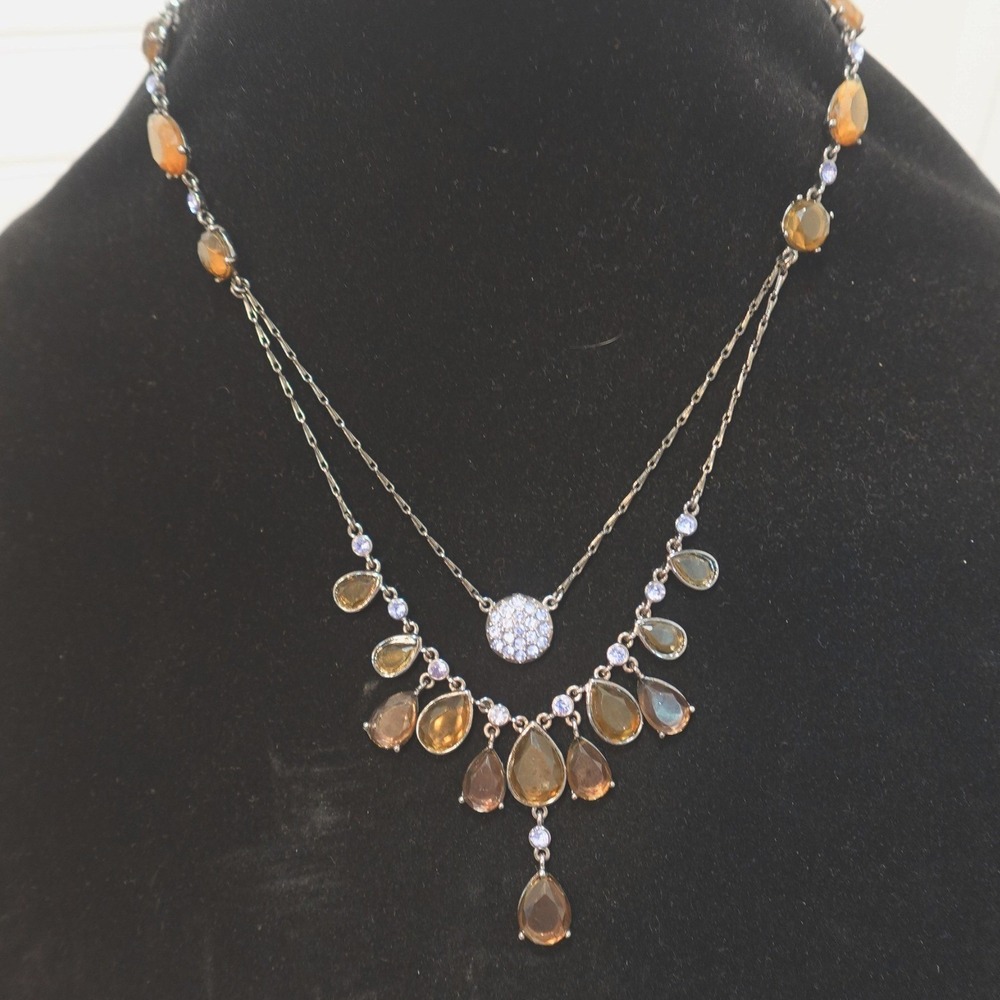 Purple & Amber Fairycore Gothic Necklace Y2K Retro Layered Statement Jewelry